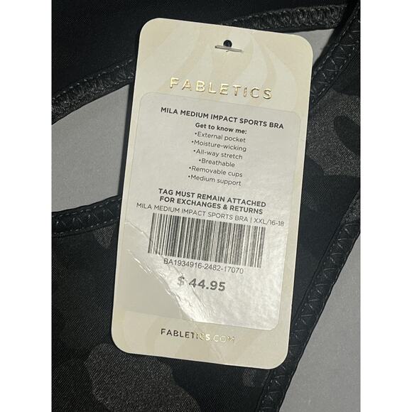Fabletics Sports Bra Womens 2XL Camo Mila Medium Impact Racerback Athletic - Picture 3 of 7